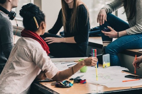 conversation in an office